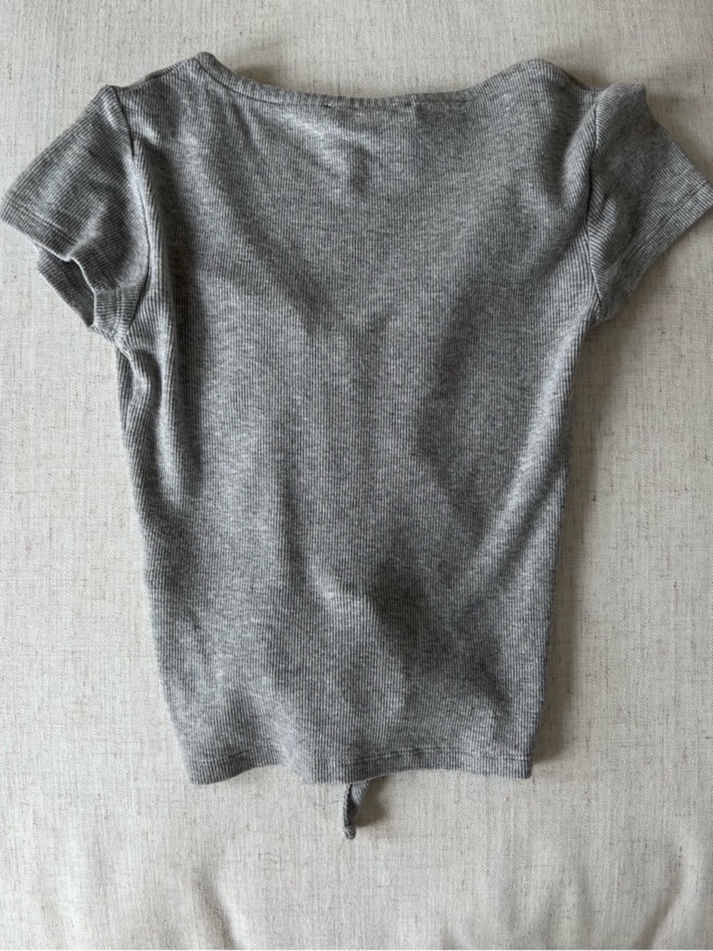 All Saints Ruched Tie-Front Ribbed V-Neck Top - Picture 2 of 6